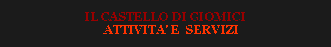 Casella di testo: IL CASTELLO DI GIOMICI           ATTIVITA E  SERVIZI